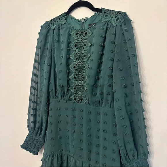 Lulus Love Or Lust Embroidered Lace Long Sleeve Emerald Green Size Small - Picture 4 of 13